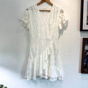 Women's White Lace Wrap Dress